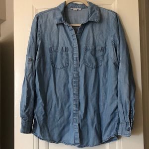 Beachlunchlounge denim chambray button down long shirt, size M
